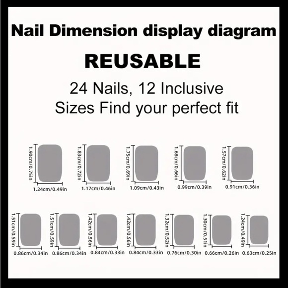 NWOT~ Full Cover Press On Nails, Set of 24 Count. Nail Glue Included - Picture 4 of 7